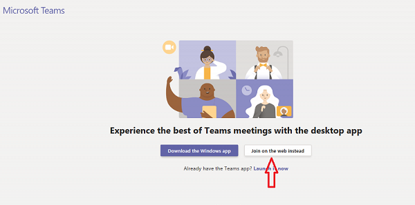 open teams meeting from web browser