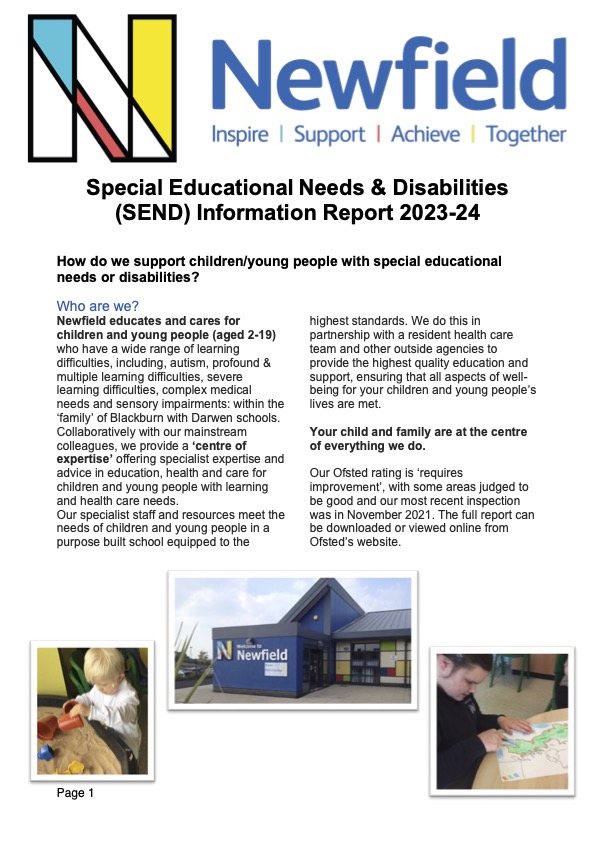 Newfield SEND Information Report 2023 - 24